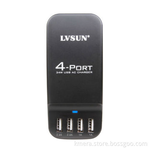 USB charger with 4 output port can charge 2 ipad and 2 iphone simultaneously/ total current is 6.8A